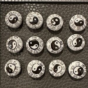Rare Vintage Yin Yang Porcelain Beads